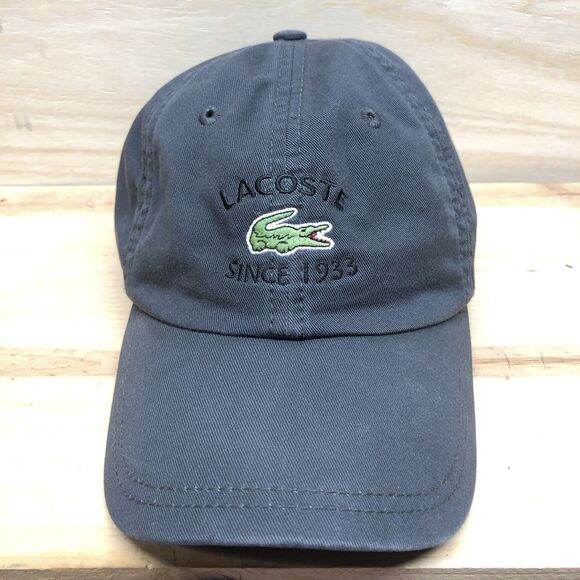 Vintage Lacoste Hat Cap Unisex Strapback Cotton Embroidered Logo Gray 90s - Picture 1 of 7